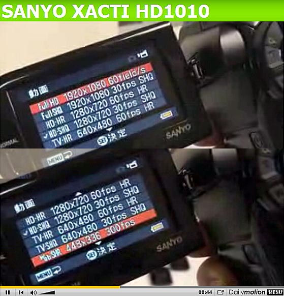 différents FORMATS VIDEOS de la HD 1010